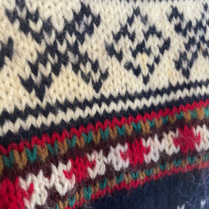 1980's Vintage Hand Knit Wool Jumper Red White Blue Sz M - OOAK - Phoenix Menswear