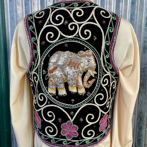 1980's Vintage Handmade Indian Elephant Vest Embroidered Sequined Sz M -OOAK - Phoenix Menswear