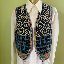 Load image into Gallery viewer, 1980&#39;s Vintage Handmade Indian Vest Embroidered Sequinned Sz XL -OOAK - Phoenix Menswear
