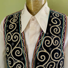 Load image into Gallery viewer, 1980&#39;s Vintage Handmade Indian Vest Embroidered Sequinned Sz XL -OOAK - Phoenix Menswear
