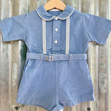 Load image into Gallery viewer, 1980&#39;s Vintage Kid&#39;s Blue Cotton Short Sleeve Babygrow Sz 9 Months - OOAK - Phoenix Menswear