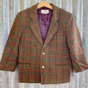 1980's Vintage Kid's Brown Wool Blend Tweed Jacket Sz 7 - OOAK - Phoenix Menswear