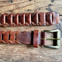 Load image into Gallery viewer, 1980&#39;s Vintage Leather Belt Brown Hand Made Sz S - OOAK - Phoenix Menswear