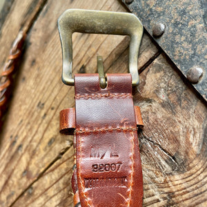 1980's Vintage Leather Belt Brown Hand Made Sz S - OOAK - Phoenix Menswear