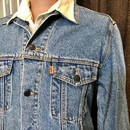 1980's Vintage Levis Orange Tab Blue Denim Jacket Sz M - OOAK - Phoenix Menswear