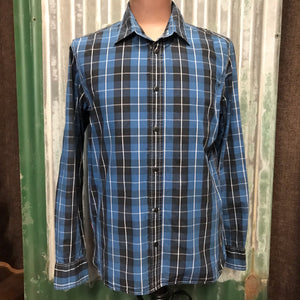 1980's Vintage Levi's Plaid Shirt Blue White L/S Sz M - OOAK - Phoenix Menswear
