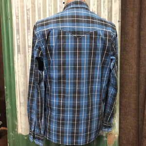 1980's Vintage Levi's Plaid Shirt Blue White L/S Sz M - OOAK - Phoenix Menswear