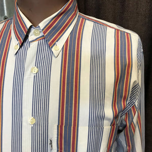 1980's Vintage Levis Striped Blue Red White Yellow L/S Shirt Sz L - OOAK - Phoenix Menswear