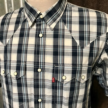 Load image into Gallery viewer, 1980&#39;s Vintage Levi&#39;s Western Shirt Blue White Check Cotton S/S Sz L - OOAK - Phoenix Menswear
