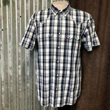 Load image into Gallery viewer, 1980&#39;s Vintage Levi&#39;s Western Shirt Blue White Check Cotton S/S Sz L - OOAK - Phoenix Menswear