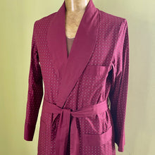 Load image into Gallery viewer, 1980&#39;s Vintage L/S Dressing Gown Burgundy Polka Dots Sz M - OOAK - Phoenix Menswear