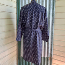 Load image into Gallery viewer, 1980&#39;s Vintage L/S Dressing Gown Navy White Polka Dots Smoking Jacket Sz M - OOAK - Phoenix Menswear