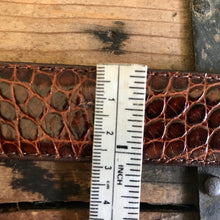 Load image into Gallery viewer, 1980&#39;s Vintage Men&#39;s Brown Leather Belt Crocodile Imprint Silver Buckle Sz XL - OOAK - Phoenix Menswear
