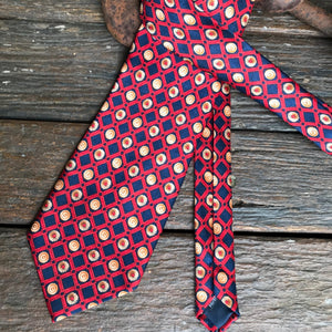 1980's Vintage Necktie - Bold Red and Navy Classic Design - OOAK - Phoenix Menswear