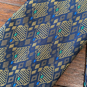 1980's Vintage Necktie - Pierre Cardin Dark Navy with Diamond Pattern - OOAK - Phoenix Menswear