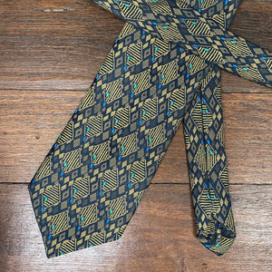 1980's Vintage Necktie - Pierre Cardin Dark Navy with Diamond Pattern - OOAK - Phoenix Menswear