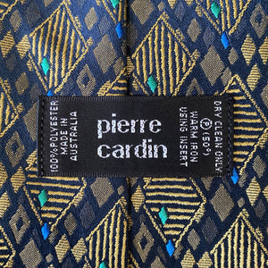 1980's Vintage Necktie - Pierre Cardin Dark Navy with Diamond Pattern - OOAK - Phoenix Menswear