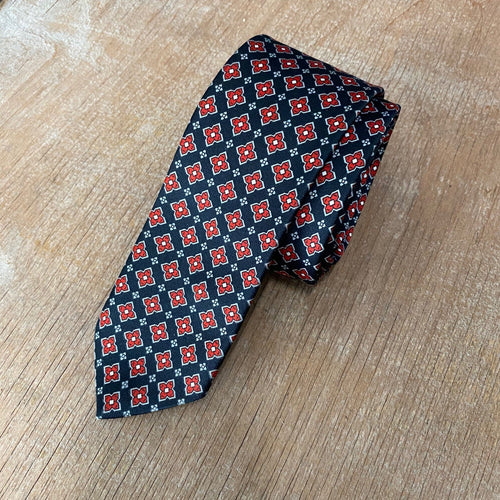 1980's Vintage Necktie - Pierre Cardin in Black and Red - OOAK - Phoenix Menswear