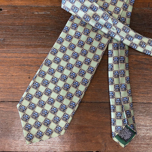 1980's Vintage Necktie - Silk Sage with Tiled Floral - OOAK - Phoenix Menswear
