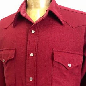 1980's Vintage Pendleton Burgundy Wool Western L/S Shirt Sz L - OOAK - Phoenix Menswear