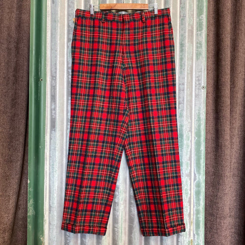 1980's Vintage Pendleton Wool Pants in Red Tartan Sz 36 - OOAK - Phoenix Menswear
