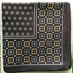 1980's Vintage Pocket Square Brown Classic Print - OOAK - Phoenix Menswear