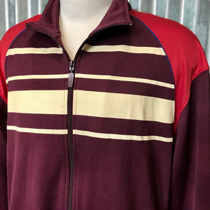 1980's Vintage Puma Track Top Burgundy Red Cream Sz XL - OOAK - Phoenix Menswear