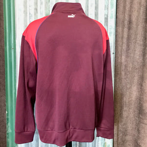 1980's Vintage Puma Track Top Burgundy Red Cream Sz XL - OOAK - Phoenix Menswear
