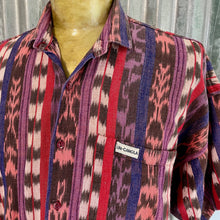 Load image into Gallery viewer, 1980&#39;s Vintage Purple Red Guatemalan Woven Striped S/S Shirt Sz S - OOAK - Phoenix Menswear
