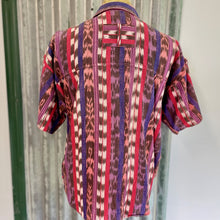 Load image into Gallery viewer, 1980&#39;s Vintage Purple Red Guatemalan Woven Striped S/S Shirt Sz S - OOAK - Phoenix Menswear
