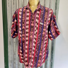 Load image into Gallery viewer, 1980&#39;s Vintage Purple Red Guatemalan Woven Striped S/S Shirt Sz S - OOAK - Phoenix Menswear