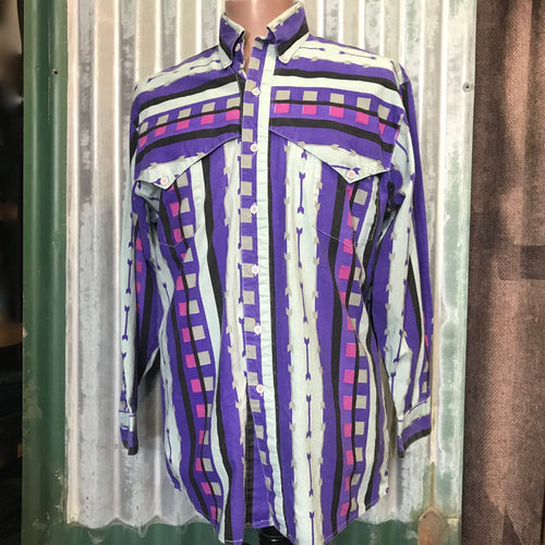 1980's Vintage Purple Western L/S Shirt Sz S - OOAK - Phoenix Menswear
