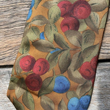 Load image into Gallery viewer, 1980s Vintage Silk Necktie - Mustard Yellow with Berry Print - OOAK - Phoenix Menswear