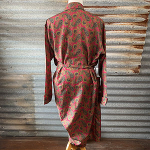 1980's Vintage Silky L/S Dressing Gown Smoking Jacket in Paisley Sz XL - OOAK - Phoenix Menswear
