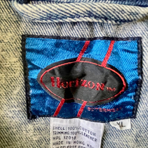 1980's Vintage Snow Washed Denim Bomber Jacket Retro Sz XL - OOAK - Phoenix Menswear