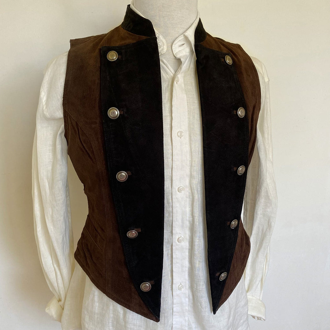 1980s Vintage Suede Vest in Brown and Black Sz M - OOAK - Phoenix Menswear