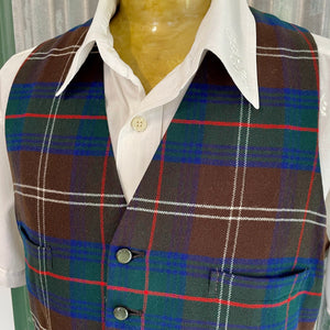 1980's Vintage Tartan Wool Vest Navy Red Sz L -OOAK - Phoenix Menswear