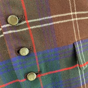 1980's Vintage Tartan Wool Vest Navy Red Sz L -OOAK - Phoenix Menswear