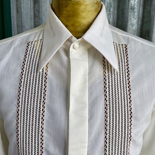 1980s Vintage White Dress Shirt Formal L/S Sz L - OOAK - Phoenix Menswear