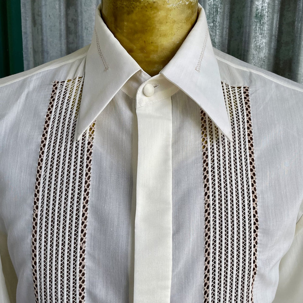 1980s Vintage White Dress Shirt Formal L/S Sz L - OOAK - Phoenix Menswear