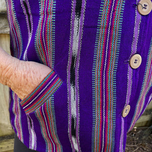 1980s Vintage Women's Woven Purple Striped Vest Pockets Sz L - OOAK - Phoenix Menswear