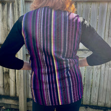 Load image into Gallery viewer, 1980s Vintage Women&#39;s Woven Purple Striped Vest Pockets Sz L - OOAK - Phoenix Menswear