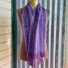 Load image into Gallery viewer, 1980&#39;s Vintage Wool Scarf Purple Blue Stripes Unisex - OOAK - Phoenix Menswear