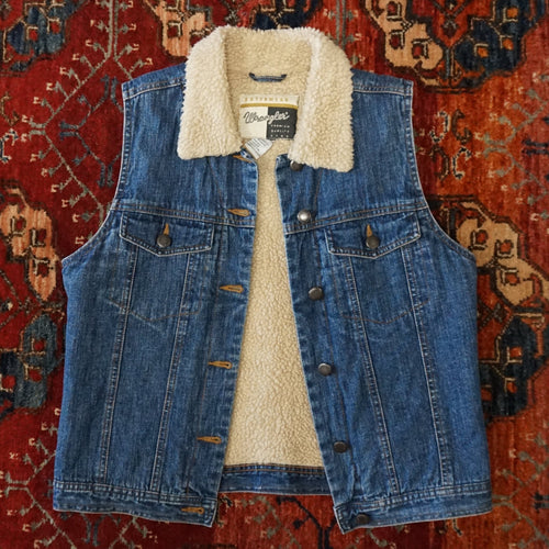 1980's Vintage Wrangler Denim & Shearling Vest Sz S - OOAK - Phoenix Menswear