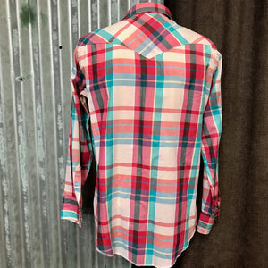 1980's Vintage Wrangler Western Shirt Pink White Check L/S Sz XXL - OOAK - Phoenix Menswear