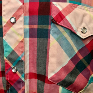 1980's Vintage Wrangler Western Shirt Pink White Check L/S Sz XXL - OOAK - Phoenix Menswear