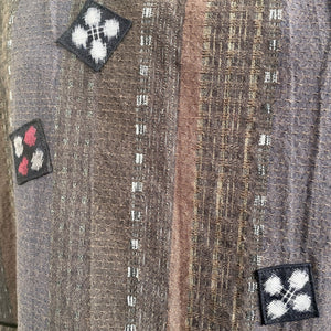 1980's Women's Vintage Cowl Neck Pullover Top Purple Woven Patches Sz - OOAK - Phoenix Menswear