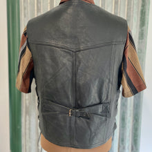 Load image into Gallery viewer, 1990&#39;s Black Rose Heavy Vintage Black Leather Biker&#39;s Vest Sz XL - OOAK - Phoenix Menswear