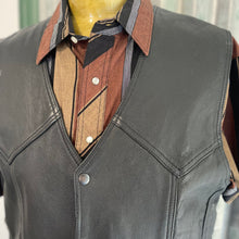 Load image into Gallery viewer, 1990&#39;s Black Rose Heavy Vintage Black Leather Biker&#39;s Vest Sz XL - OOAK - Phoenix Menswear