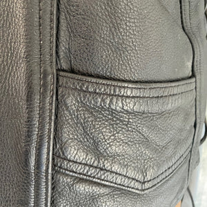 1990's Black Rose Heavy Vintage Black Leather Biker's Vest Sz XL - OOAK - Phoenix Menswear
